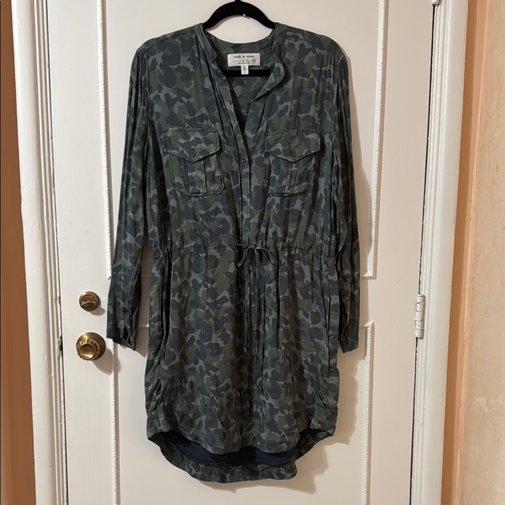 Camouflage Long Sleeve Tunic Dress
